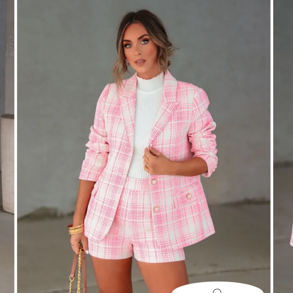 VICI - Genevieve Plaid Pocketed Blazer